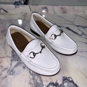 Authentic GUCCI Kids  White Leather Horsebit Loafers Size EU 29/ US 11.5
